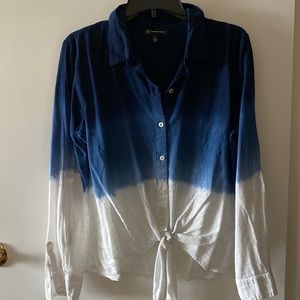 INC International Concepts Long Sleeves Two Toned Waist Tie Women’s Tops